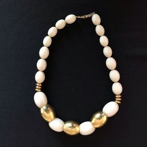 Vintage Napier White/Gold Color Beaded Necklace